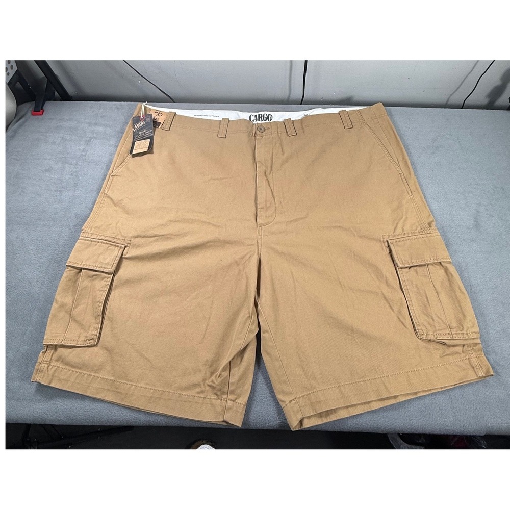 Roundtree & Yorke Cargo Shorts Mens 56W Tan Khaki Utility 100% Cotton NWT